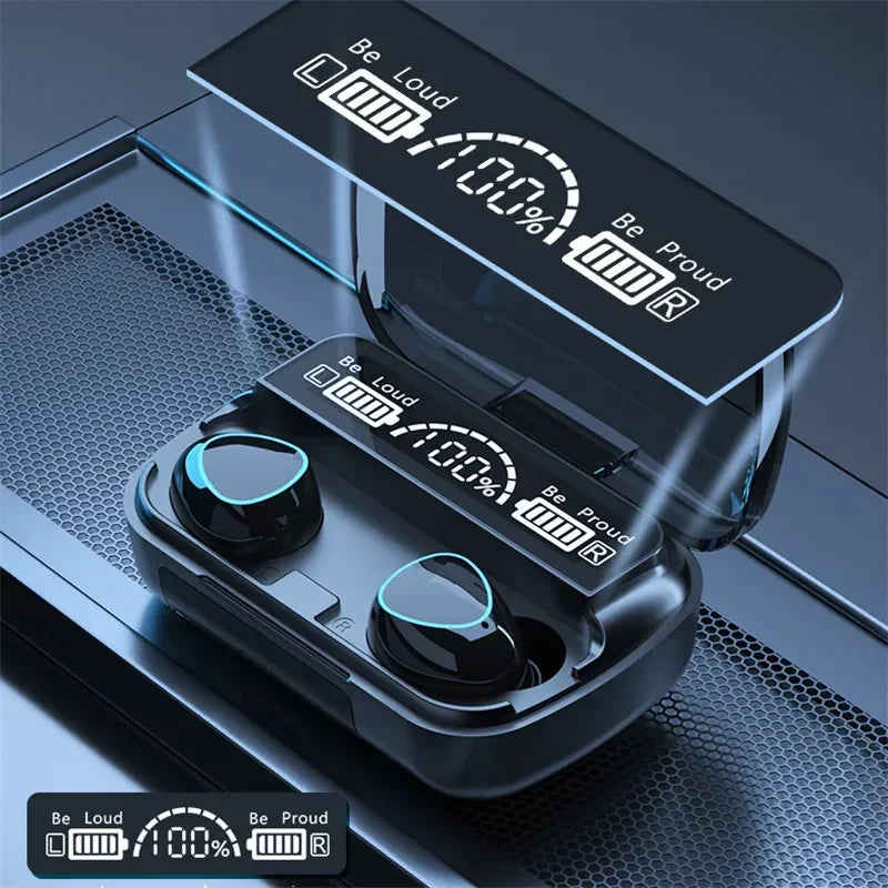 M10 TWS Wireless Headphones: Bluetooth Connection, Charging Box, 9D Stereo, Sports Waterproof Earbuds + Microphone