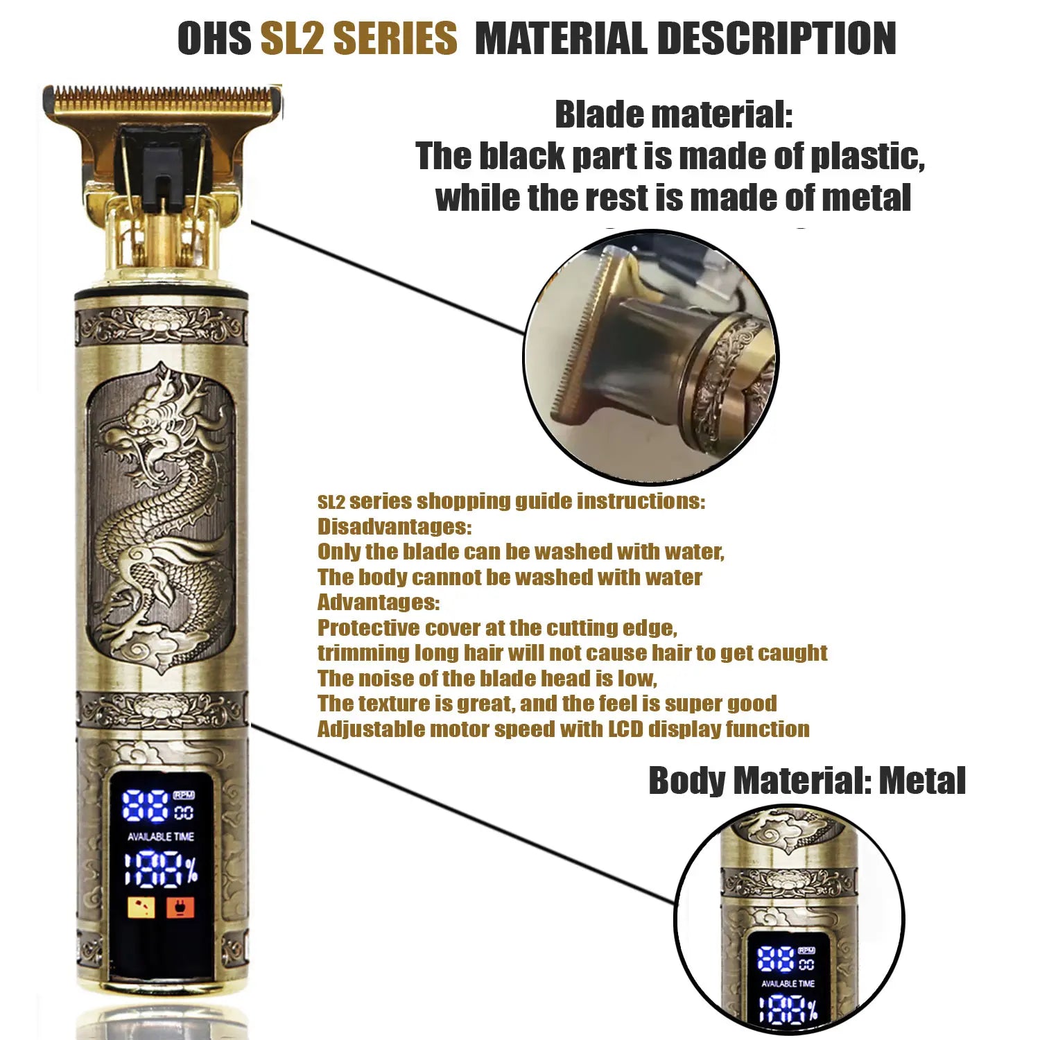 OHS Electric Hair Clipper Professional USB Cordless Clipper Professional Beard Trimmer Haircut Grooming Kit Hair Cutting Machine