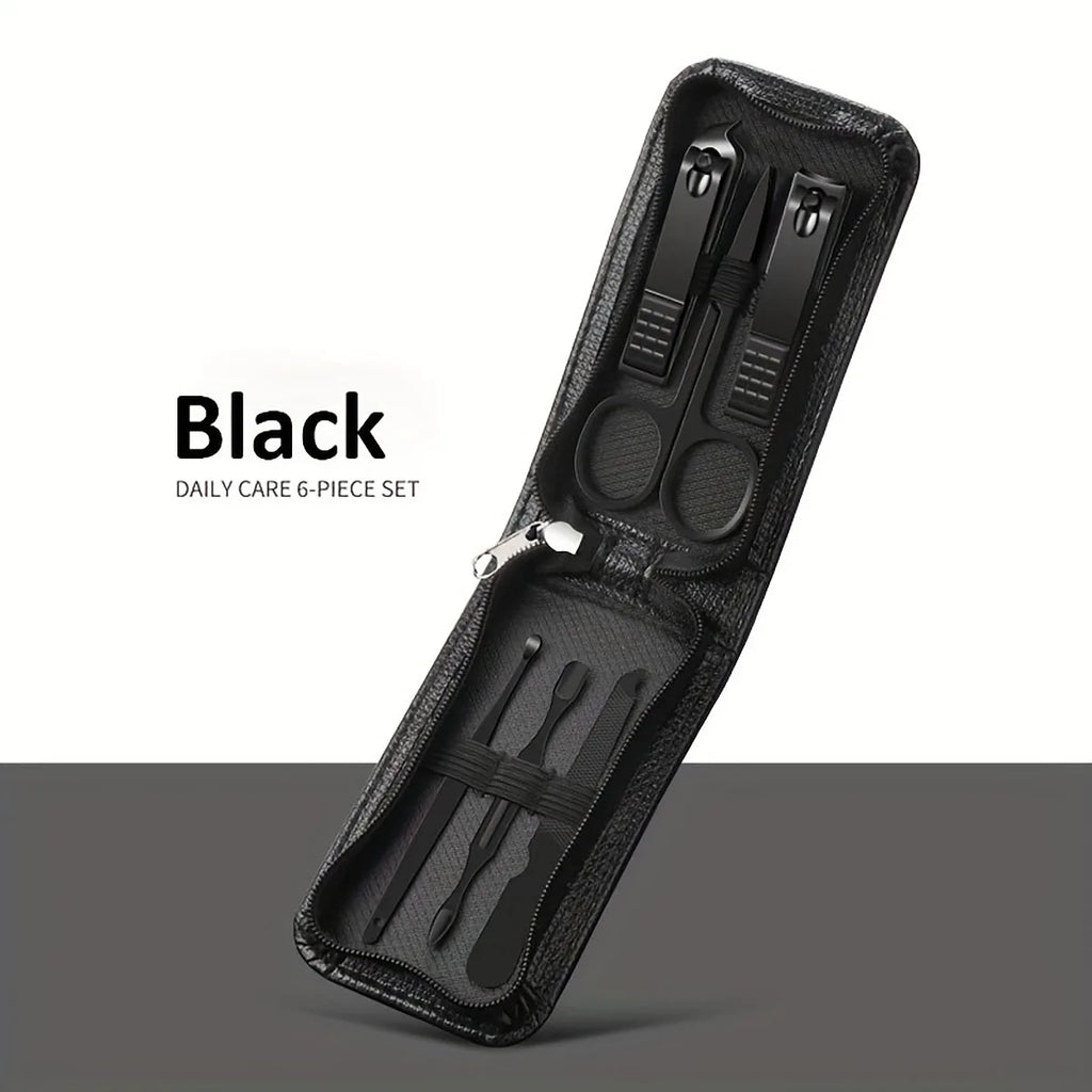 scissors set, Ear pick nail clipper tool, household nail clippers stainless steel pedicure knife,Green 6,piece set